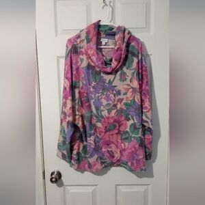 LuLaRoe Pink and Purple Tunic with Artistic Floral Design